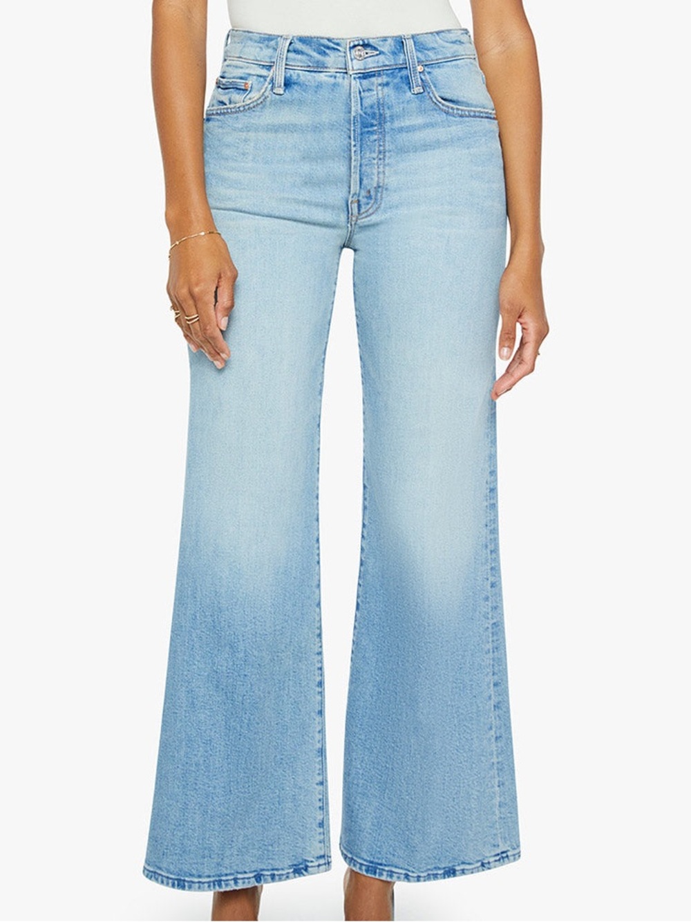 MOTHER Light Blue High-Rise Wide Leg Jeans, size 28
